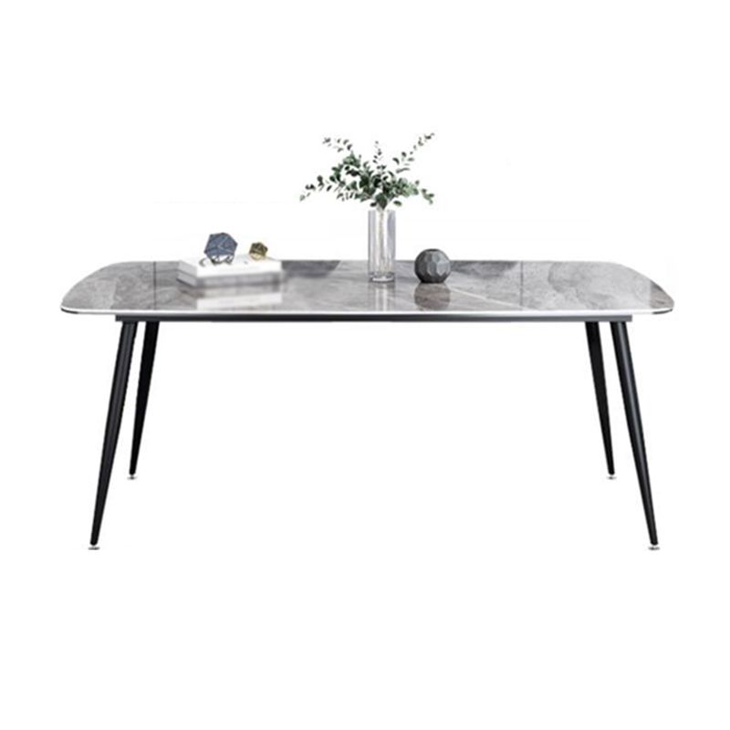 Rectangle Industrial Dining Table Grey Fixed Table with Sintered Stone