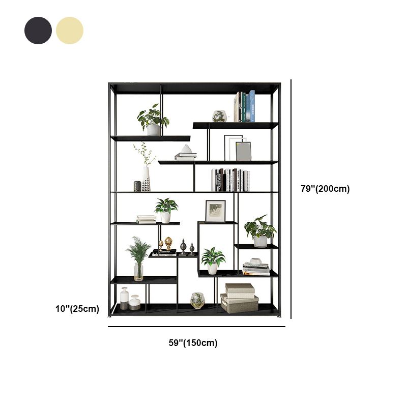 Geometric Metal Shelf Bookcase Glam Vertical Open Book Shelf