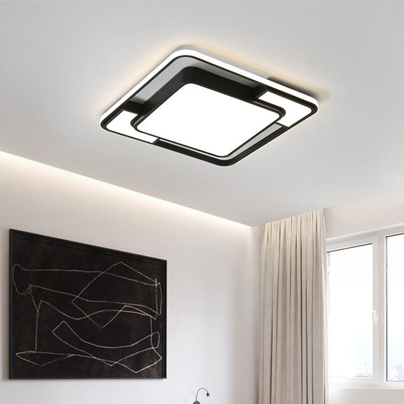 Lámpara empotrada de 1 luz de estilo moderno acrílico con montaje empotrado Led negro geométrico