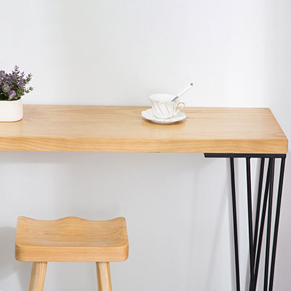 Rectangle Bar Table Modern Solid Wood Bar Height Table with Shelves