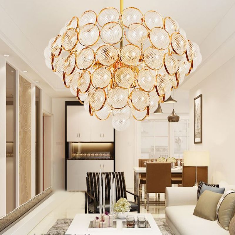 23.5"/33.5" Wide Bubble Chandelier Lamp Modernism Crystal Beige LED Pendant Lighting Fixture for Bedroom