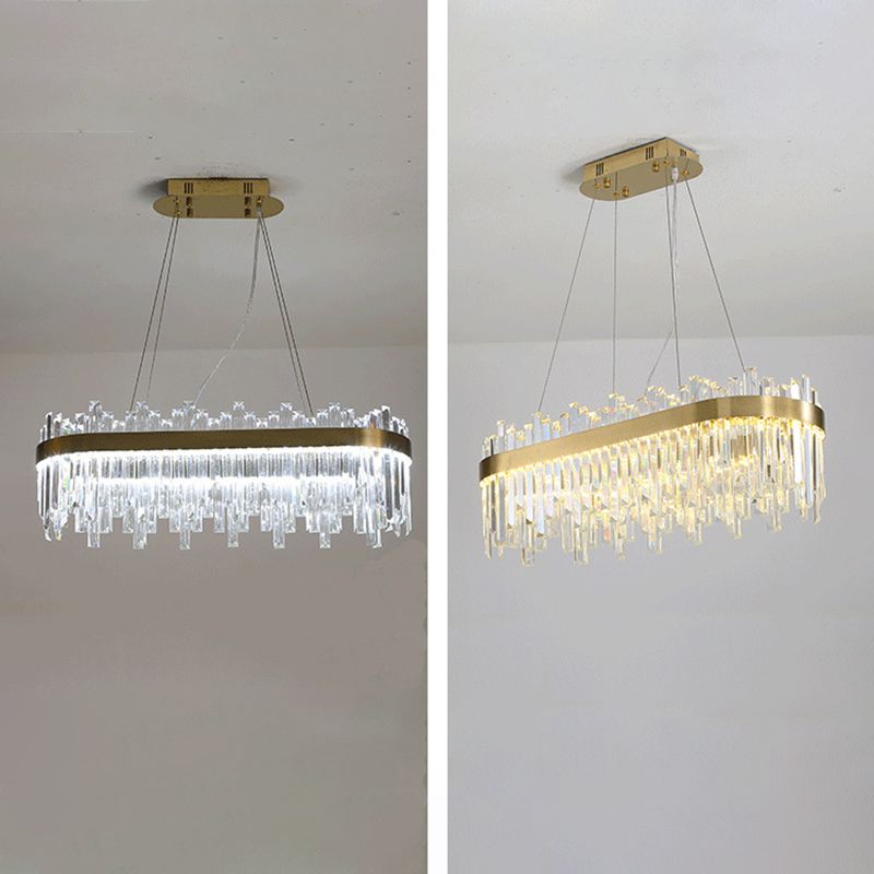 Modern Linear LED Island Light Crystal Elegant Island Lighting Fixtures for Living Room