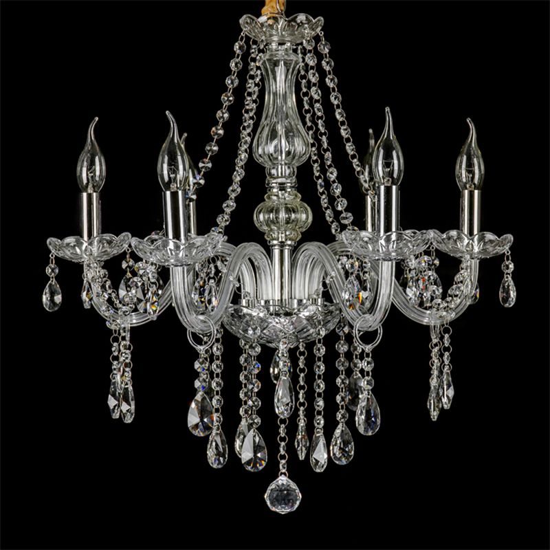 Clear Beveled K9 Crystal Chandelier Light European Style Candlestick Suspended Lighting Fixture