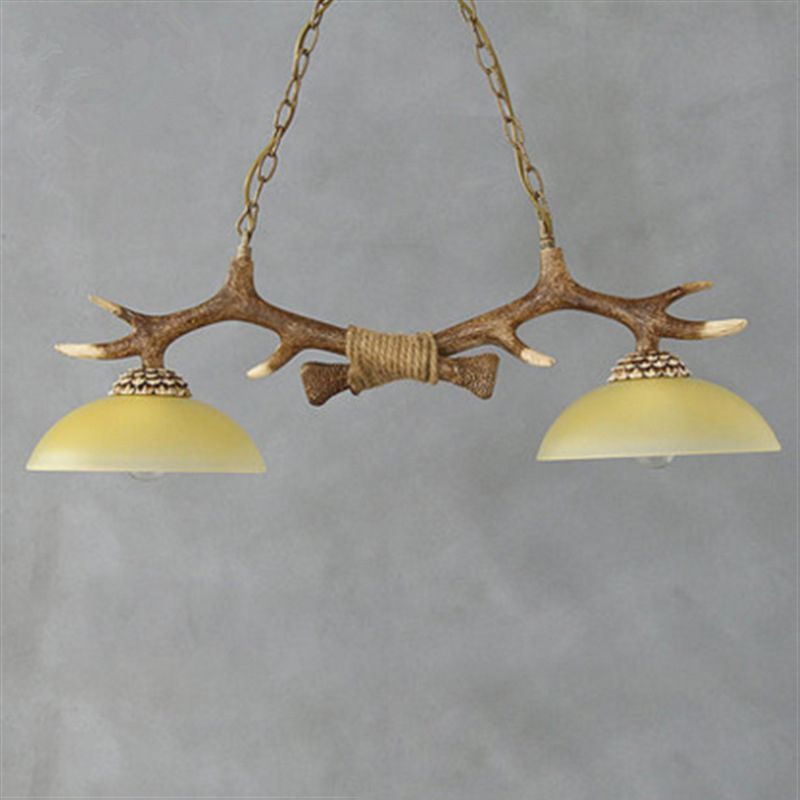Wood 2 Lights Chandelier Light Fixtures Deer Antler Cottage Chandelier Lighting for Bar