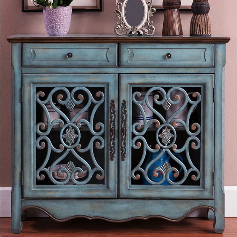 36.02"Tall 1- Door Wooden Cabinet, 2-drawer Rectangle Accent Cabinet