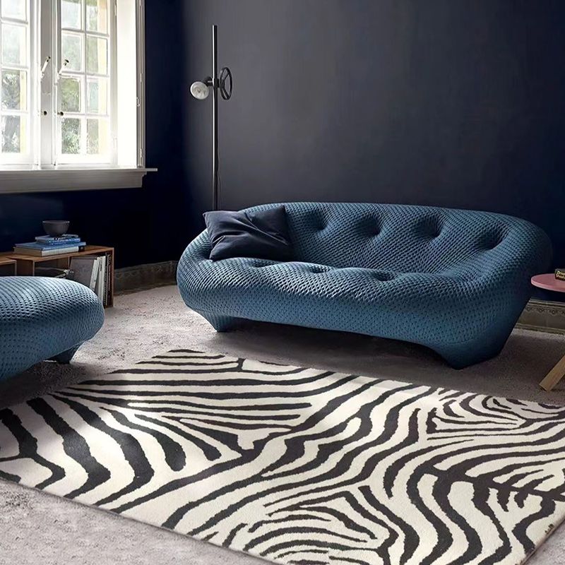 Simplicity Zebra Print Rug Polyester Carpet Non-Slip Backing Area Rug for Living Room