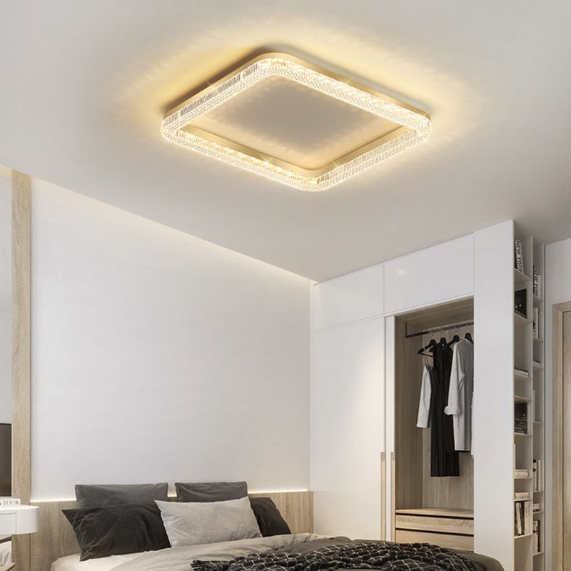 Geometric Shape Metal Flush Light Modern Style 1 Light Flush Mount Ceiling Lights in Gold