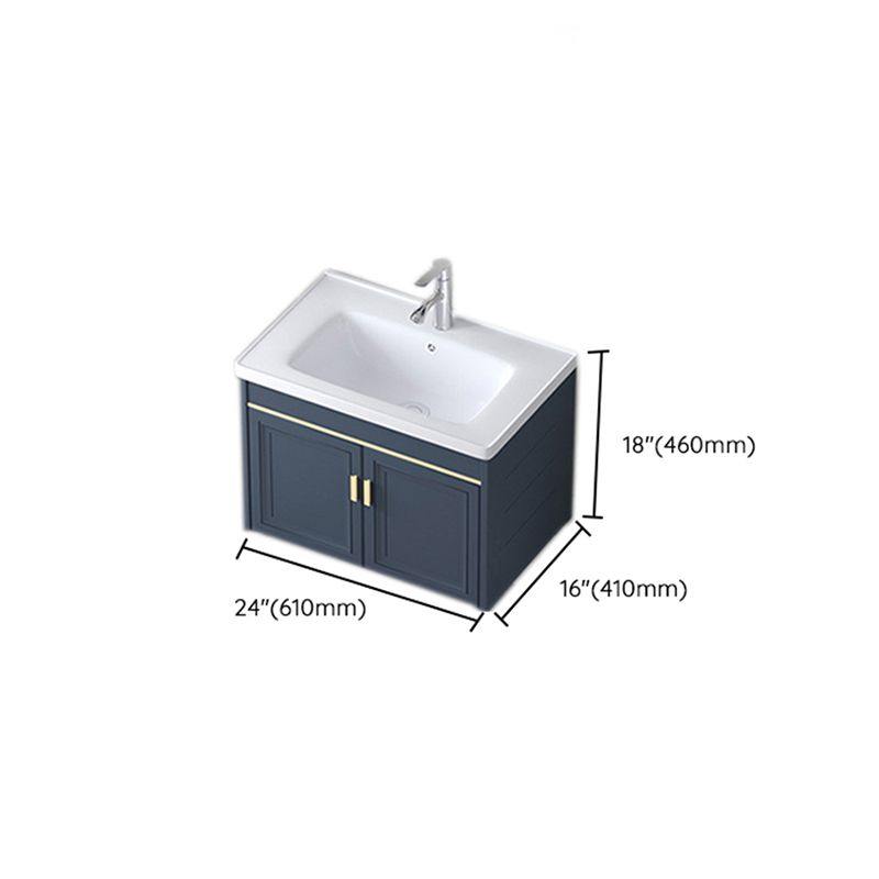 Modern Wall-Mounted Sink Vanity Blue Wall Mount Vanity Cabinet