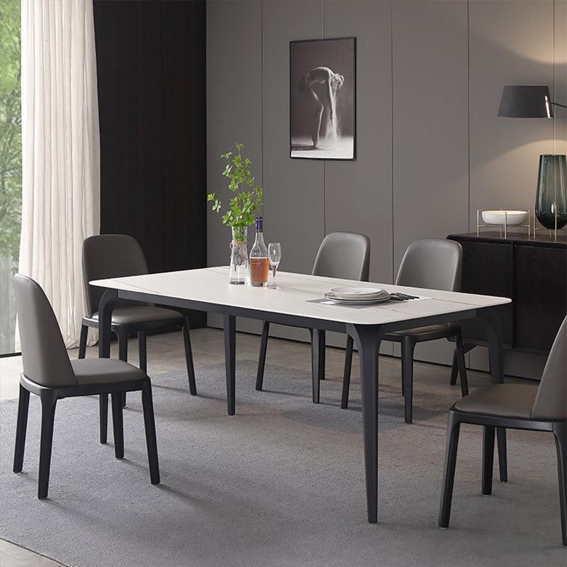 Stone Top Dining Table Modern Rectangle Dining Table with 4 Legs