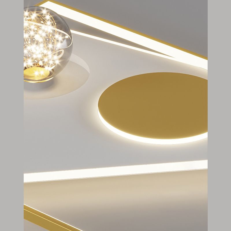 Modern Luxury Style Spherical Flush Mount Ceiling Light Fixtures Glass Flushmount Lighting in Gold Finish