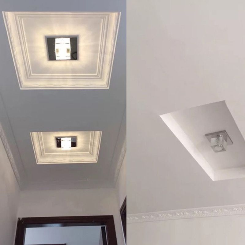Plafonnier carré de style moderne, montage encastré en cristal avec trou de 2 à 3.5 pouces de diamètre