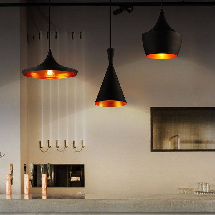 1 Light Schoolhouse Hanging Pendant Lights Industrial Style Metallic Pendant Ceiling Lights