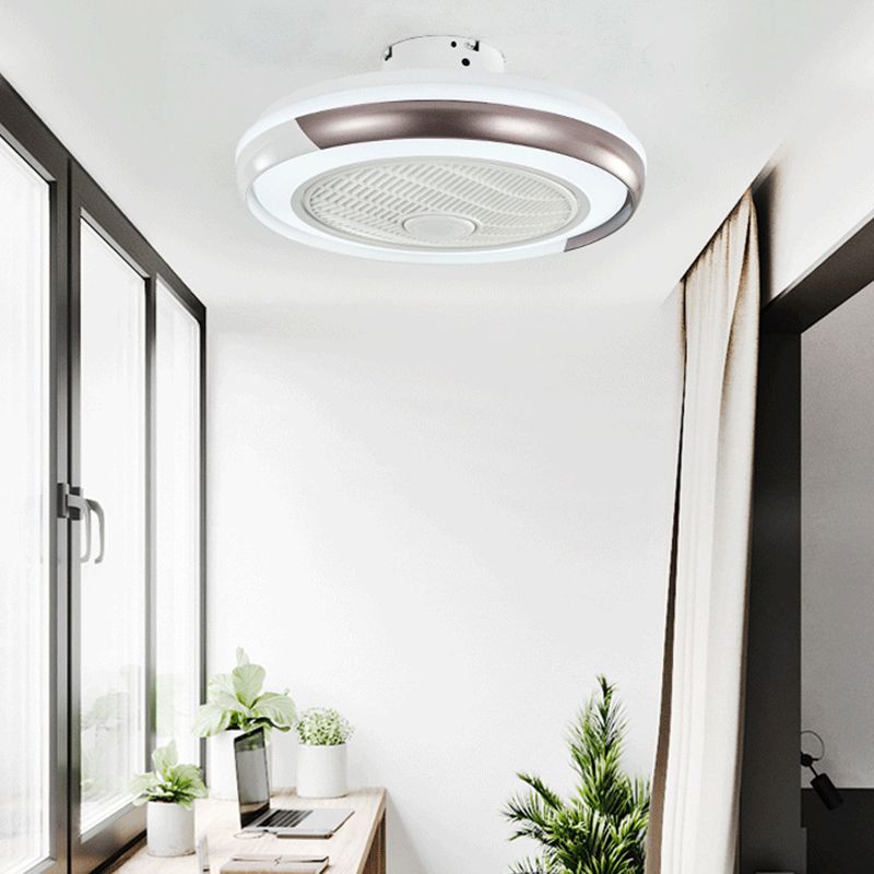 Runde Wohnzimmer Deckenlüftungslampe Metallic Moderne LED Semi Flush Leuchte