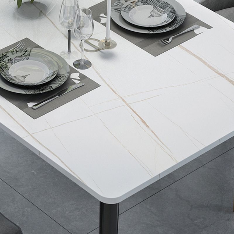 Stone Top Rectangle Dinette Table Traditional Luxury Metal Tripod Base Dining Table