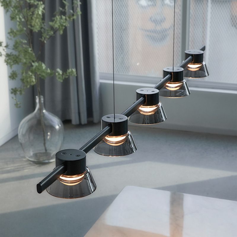 Modern Hanging Island Light Glass LED Hanging Lighting Fixture for Sitting Room