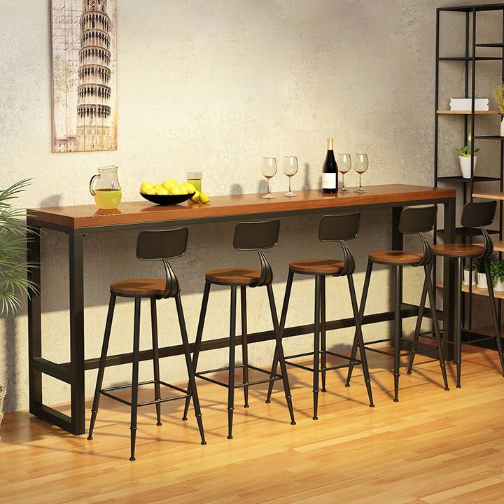 Solid Wood Pub Height Table Trestle Industrial Pub/Bar Dining Table
