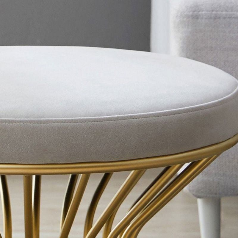 Gorgeous Ottoman Velvet Upholstered Solid Color Metal Frame Round Ottoman