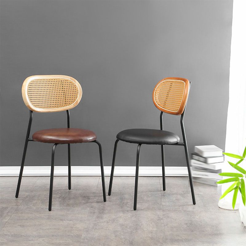 Faux Leather Armless Dining Chair Contemporary Open Back Dining Room Side Chair