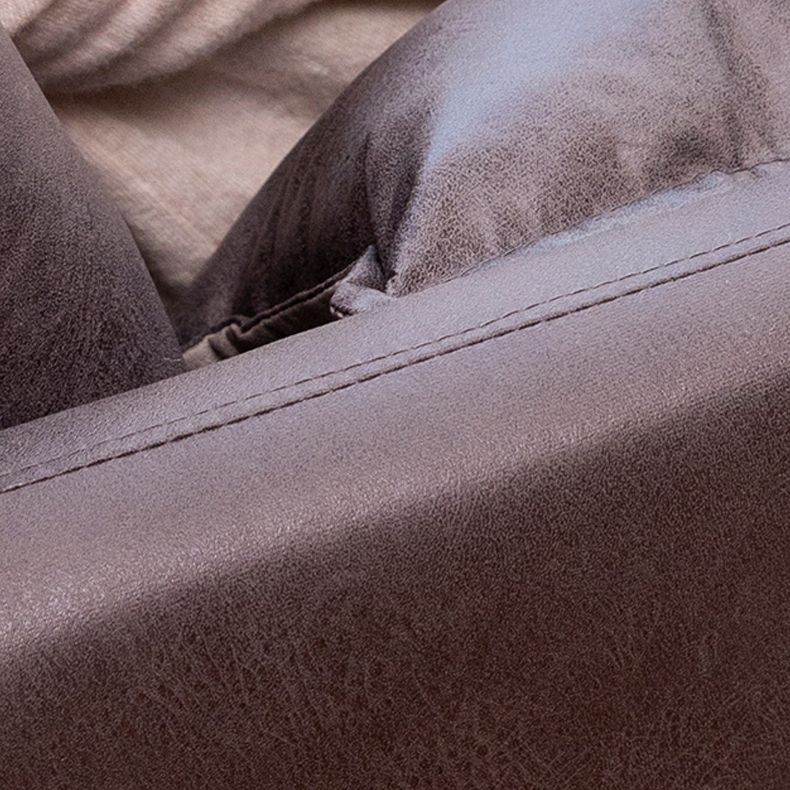 30.70" H Faux Leather Solid Wood Square Arm Sofa with Two Pillows