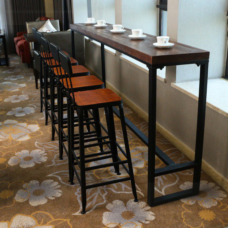 1/6/11 Pieces Pine Wood Top Bar Set with Metal Frame Industrial Rectangle Pub Set