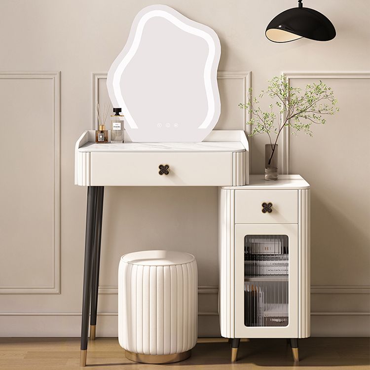 Modern Style Dressing Table Stone Top Vanity Set with Storage Drawers
