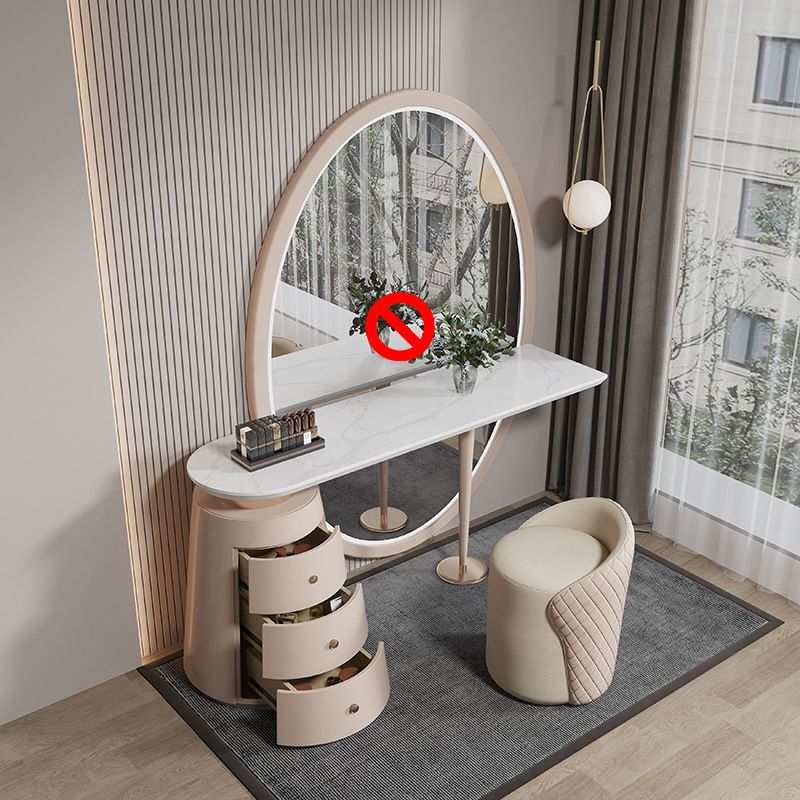 3 Drawers White Makeup Vanity Dressing Table Stool Set, 17.71" W x 29.52" H