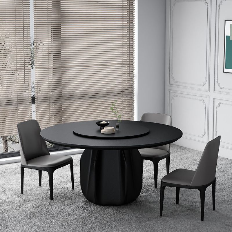 Contemporary Solid Wood Round Shape Dining Table Standard Kitchen Dining Table with Pedestal Base