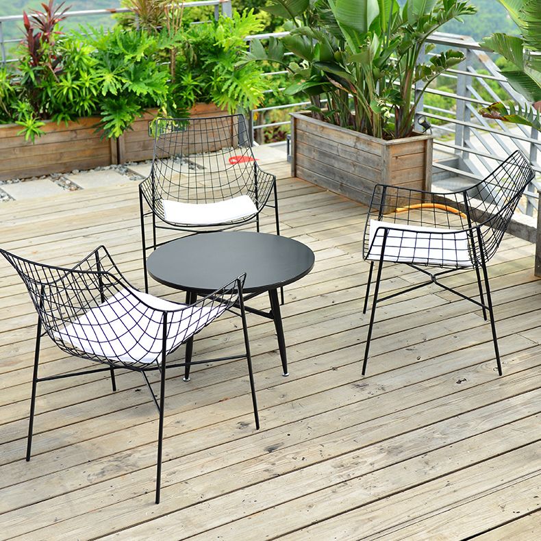 Modern Black Bistro Table Set 1/2/4/5 Pcs Metal Bistro Table and Chairs