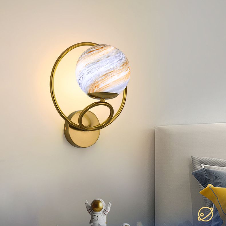 Black/Golden Metal Wall Light Modern Globe Lighting for Foyer