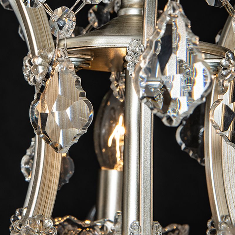 Rustic Style Crystal Large Chandelier Metal Candlestick Design Lighting Pendant with 23.6" Suspension Chain