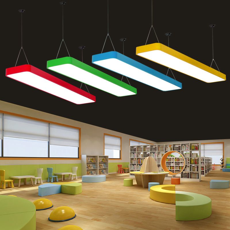 Rectangle Chandelier Light Kit Contemporary Acrylic LED Playroom Ceiling Pendant