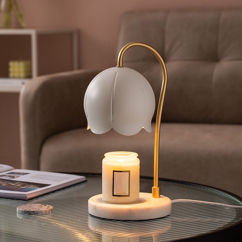 Night Floral Light Nordic Marble 1 Head Bedroom Table Table Lampe de cire sans bougies