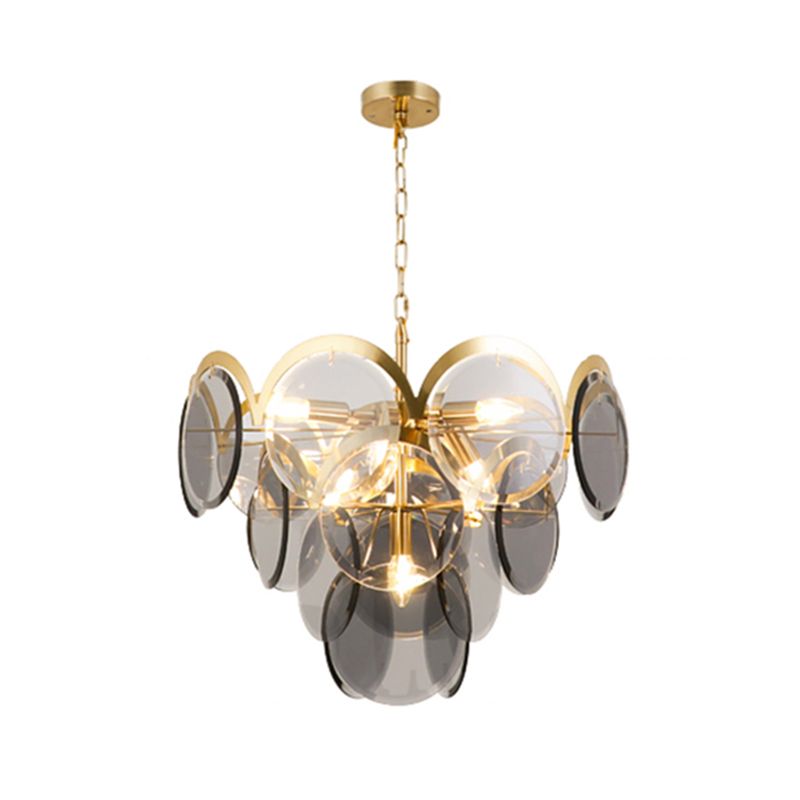 Nordic Metal Chandelier Geometric Pendant Lamps with Clear Glass for Living Room