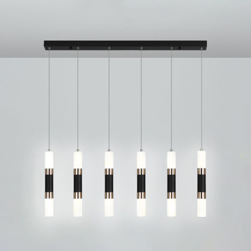 Cylinder Hanging Light Fixture Modern Style Metal LED Black Hanging Ceiling Light