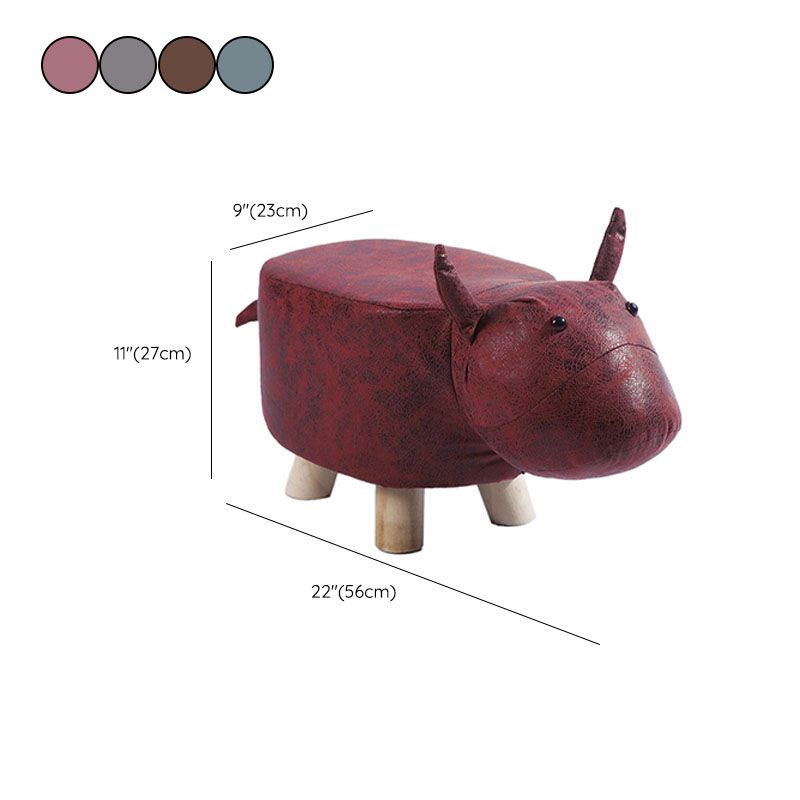 Modern Pouf Ottoman Faux Leather Water Resistant Upholstered Animal Shape Ottoman