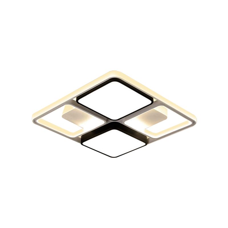 Plafonnier encastré carré/rectangulaire Éclairage encastré LED contemporain en noir/blanc, 19,5"/45" de large
