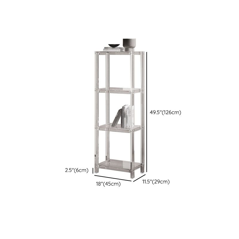 Contemporary Open Back Standard Bookshelf Acrylic Bookcase with Shelves