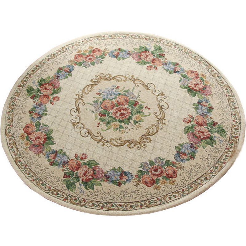 Leicht Beige Dekoration Teppich Vintage Blumengedruckte Fläche Teppich Polypropylen Anti-Rutsch-Backing Haustierfreundlicher Teppich
