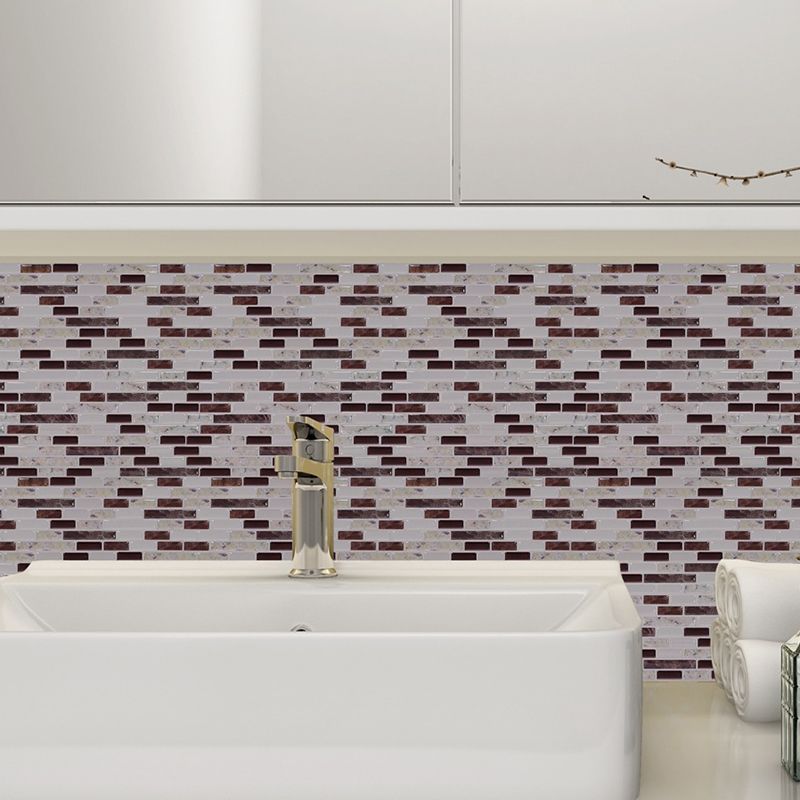 Rustic Brick Effect Peel Wallpaper Panel Grey and White Mosaics Wall Art for Washroom