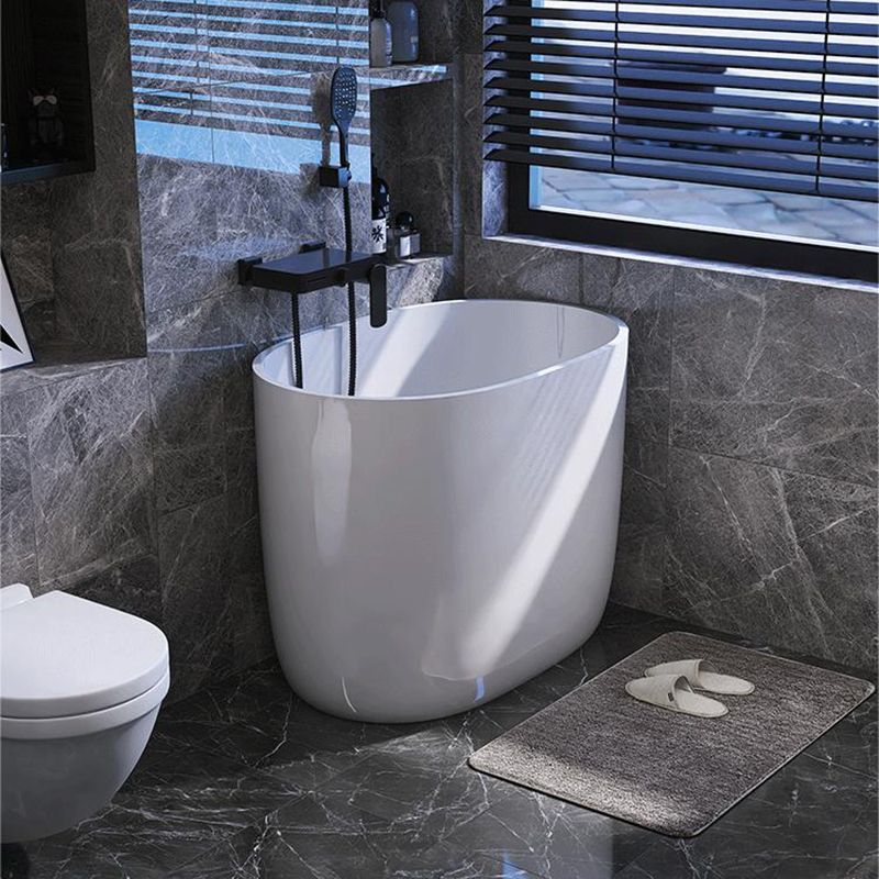 Modern Acrylic Ellipse White Bathtub Back to Wall with Drain Bath Tub