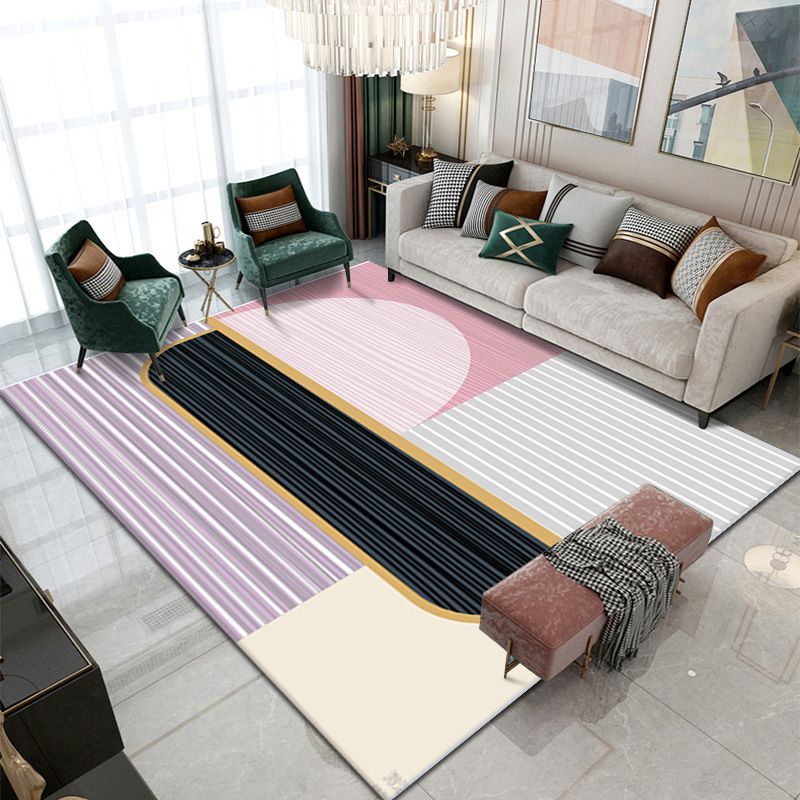 Tapis de contraste moderne moderne rose tapis de support sans glissement pour décoration intérieure