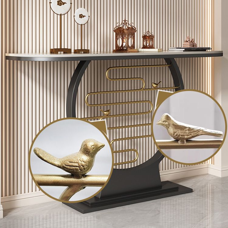 Glam Half Moon Console Table Stain Resistant End Table for Hall