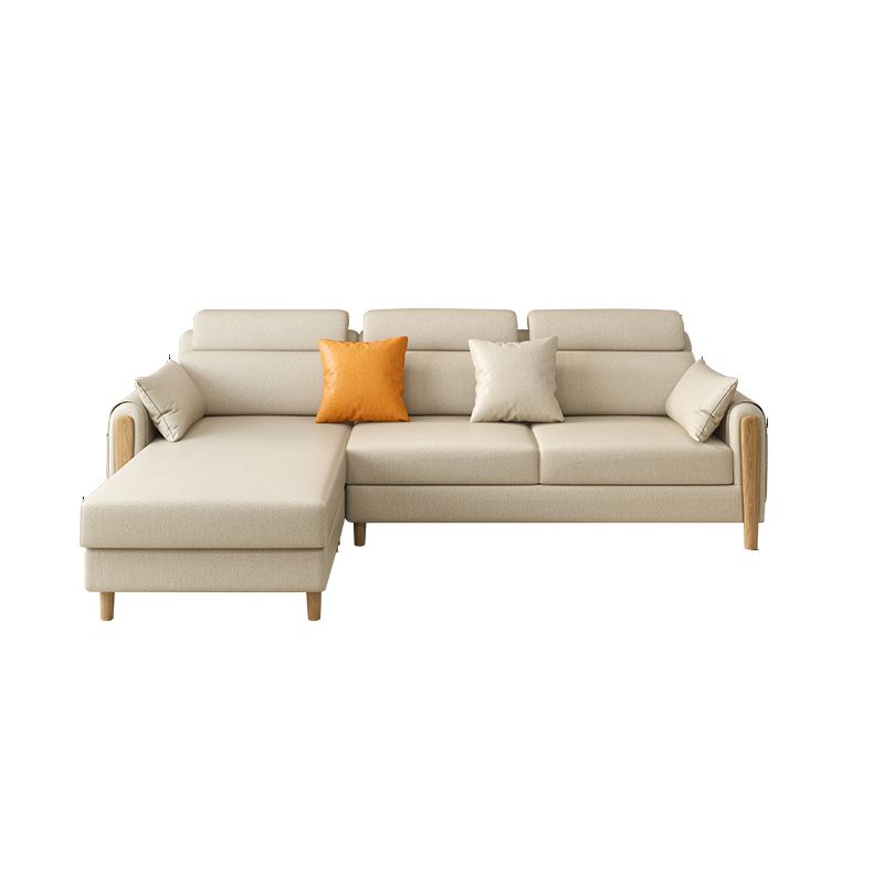 Scandinavian Sectional Sofa Leather Beige Sectionals with Pillows