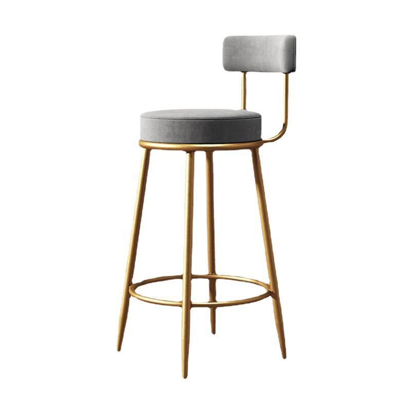 Glam Style Counter Stool Upholstered Living Room Bar Stool with Gold Frame