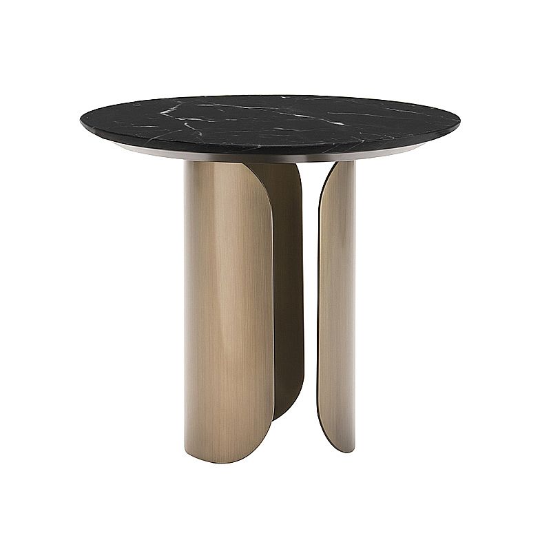 Abstract Base Cocktail Table Marble Top Stainless Steel Metal Base Round Coffee Table