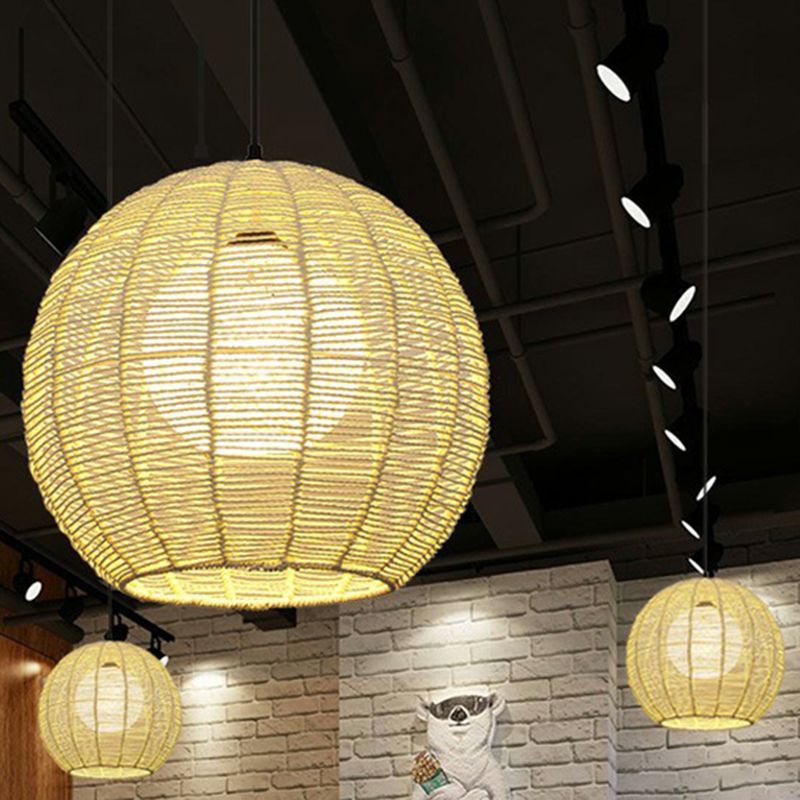 Luce sospensione rattan a forma di sfera Minimalista 1 ascensore a sospensione per il ristorante