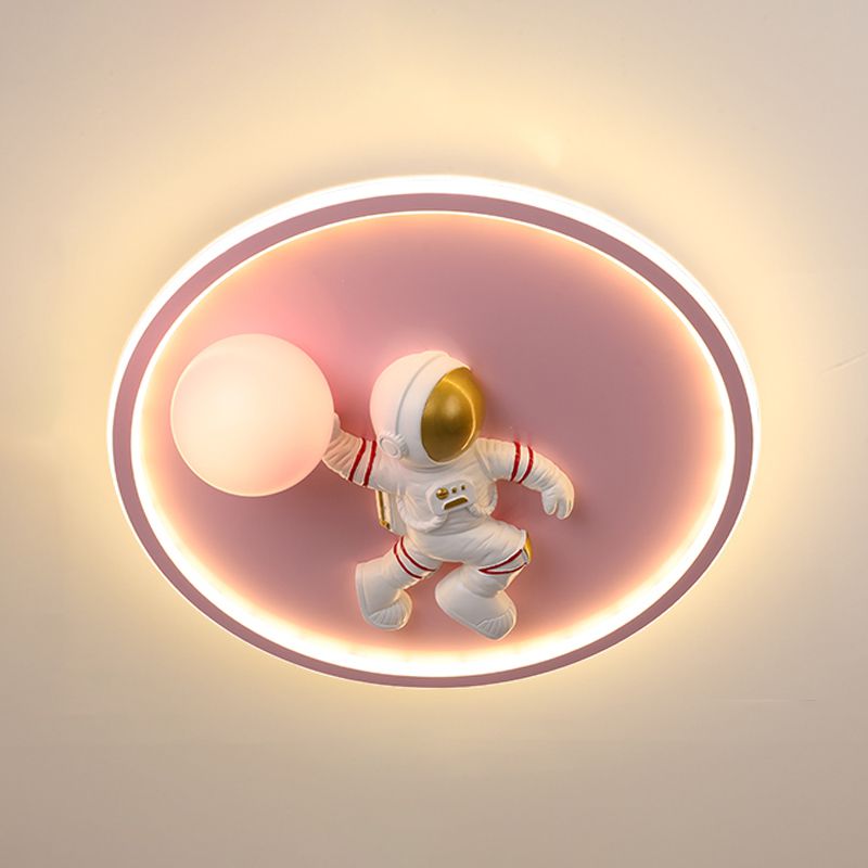 Circle Cartoon LED Flush Mount Metal 1-light Flush Ceiling Light for Children's Room