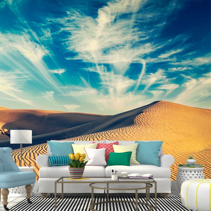 Yellow Contemporary Mural Full-Size View of Desert and Sky Wall Decor for Bedroom
