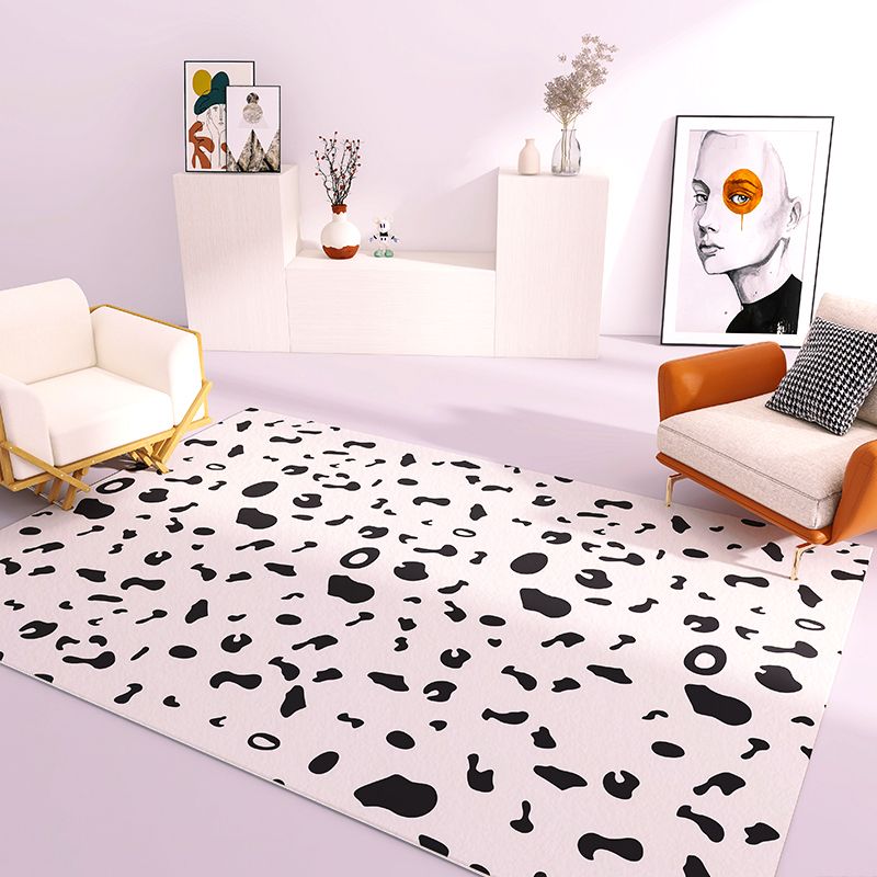 Black Modern Rug Polyester Color Lump Rug Non-Slip Backing Rug for Drawing Room