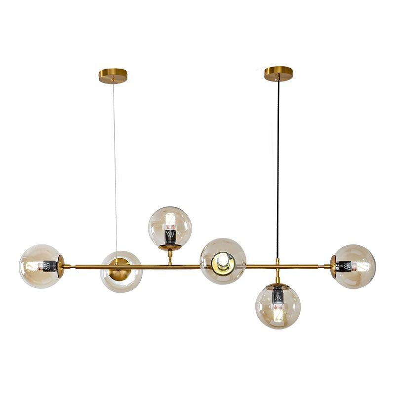 4 / 6 - Light Ceiling Pendant Fixture Metal and Glass Ball Shade Kitchen Island Light
